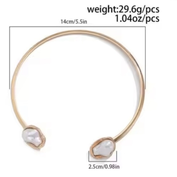New! Women’s Gold color plated statement Pearl bracelet adjustable unique - Picture 6 of 6